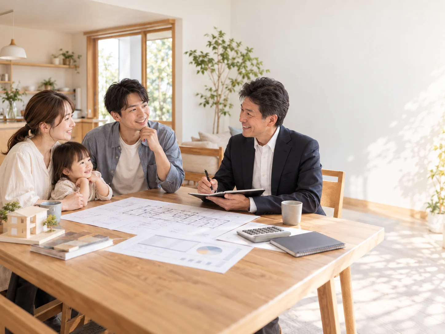 家づくりの予算について相談するイメージ